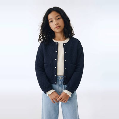 Cardigan uni en molleton matelassé contenant du coton MONOPRIX