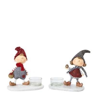 Set de 2 porte-bougies de noël figurines en résine H12 SIA DECO