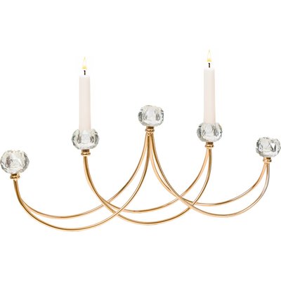 Candelabre doré design en métal et verre pour cinq bougies RECOLLECTION