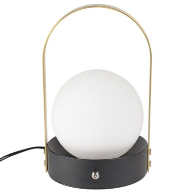 Lampe à poser blanche en verre, cuivre et fer ZAGO