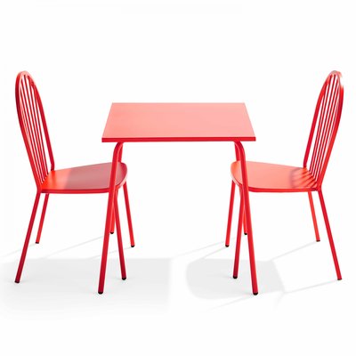Salon de jardin table bistrot et 2 chaises en acier, PALAVAS OVIALA