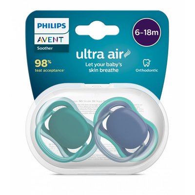 Lot de 2 sucettes Ultra Air 6/18 mois Coloris mixtes SCF085/40 PHILIPS AVENT