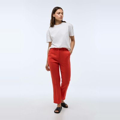 Pantalon carotte à taille semi-élastiquée en lin MONOPRIX