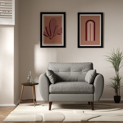 Ada Scandi Buttoned Soft Brushed Snuggle Chair with Dark Wood Legs SO'HOME