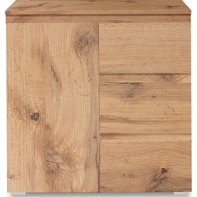 Commode 1 porte 3 tiroirs effet chêne - MEDEA HOMIFAB