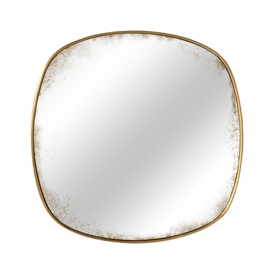 Miroir carré aux bords arrondis effet vieilli 60 x 60 cm EMDE