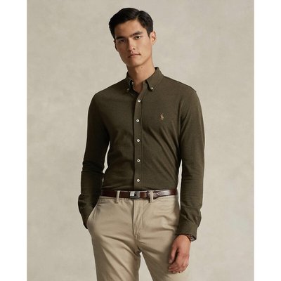 Camisa recta de piqué de algodón con logotipo bordado POLO RALPH LAUREN