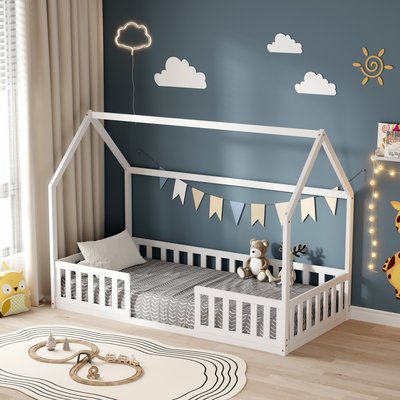 Lit cabane avec barrière NID ENCHANTE (matelas non inclus) MINEA