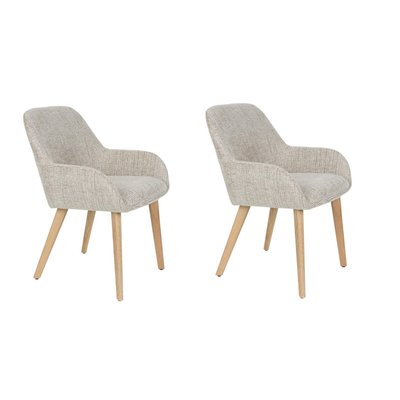Fauteuil design LOUA, Tissu texturé et pieds bois BOITE A DESIGN