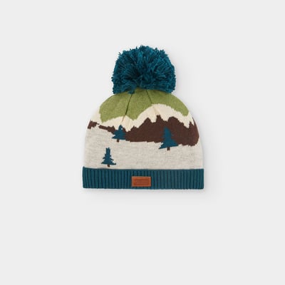 Bonnet imprimé montagne avec pompon BOBOLI