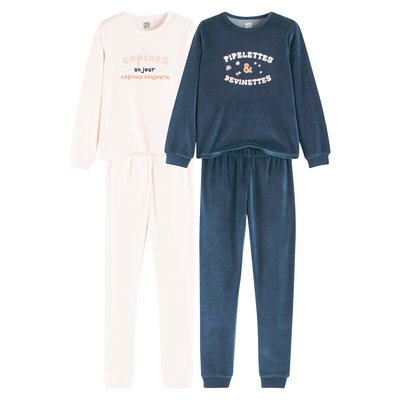 Lot de 2 pyjamas à message en velours LA REDOUTE COLLECTIONS