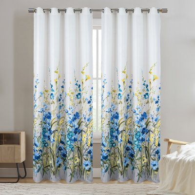 Paire de Rideaux à oeillets occultants avec motif floral HOME MAISON