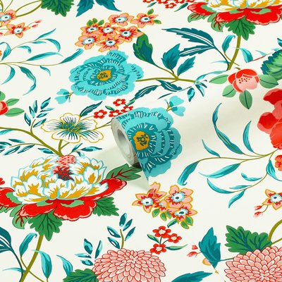 10m Azalea Floral Printed Wallpaper FURN.