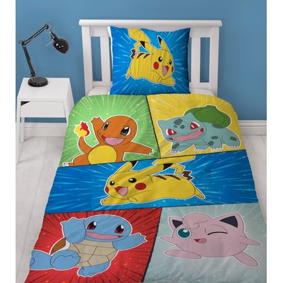 Parure de Lit Enfant Imprimée Réversible, PIKACHU ET SES AMIS POKEMON