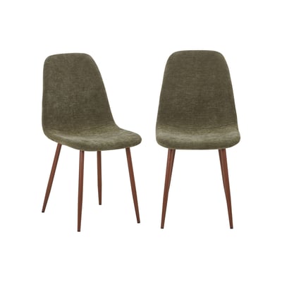 Chaise décor bois teinte noyer et tissu (lot de 2) VERA SWEEEK