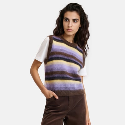Pull sans manches à rayures, en alpaga mélangé LA REDOUTE COLLECTIONS