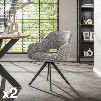 Fauteuil de table pivotant en tissu gris chiné (lot de 2) CREEK PIER IMPORT