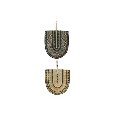 Éventails en jonc colorés ethniques (lot de 2) AUBRY GASPARD