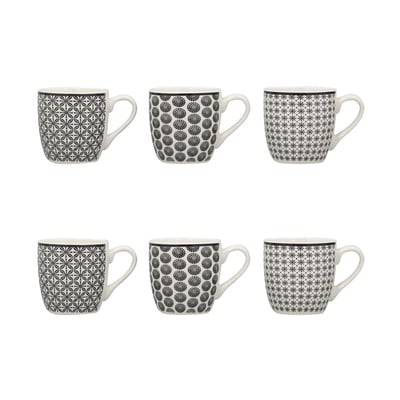 Lot de 6 tasses en porcelaine 18cl, GRAPHIK NOVASTYL
