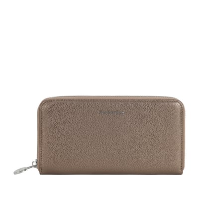 Portefeuille bronze uni en simili-cuir grainé avec une fermeture zippée FUCHSIA