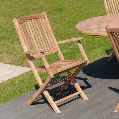 Lot de 2 fauteuils chaises à accoudoirs de jardin pliants en bois de teck massif SUMMER PIER IMPORT