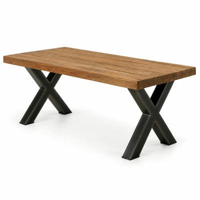 Table à manger en bois recyclé teck massif naturel et pieds métal 180x90cm KERALA PIER IMPORT
