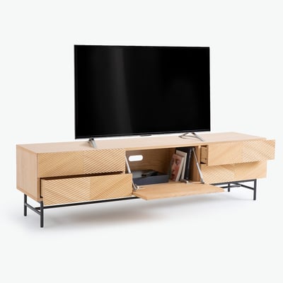 Jerem Veneered TV Stand with Embossed Front, Width 180cm LA REDOUTE INTERIEURS
