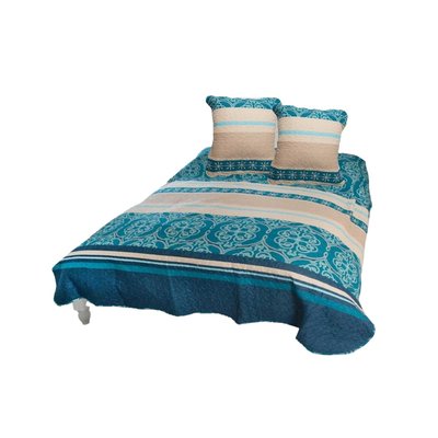 Couvre lit microfibre + taies annablue EDEN
