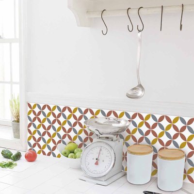 Lot de 5 Stickers Carrelage 15x15 cm Rosaces Multicolores DRAEGER PARIS