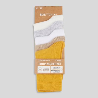 Lot de 5 paires de chaussettes unies contenant du coton BIO BOUT'CHOU