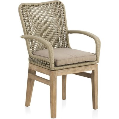 x4 Fauteuil en bois d'acacia et corde naturelle avec coussin confortable RECOLLECTION