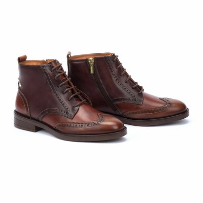Puertollano Leather Ankle Boots with Lace-Up Fastening PIKOLINOS