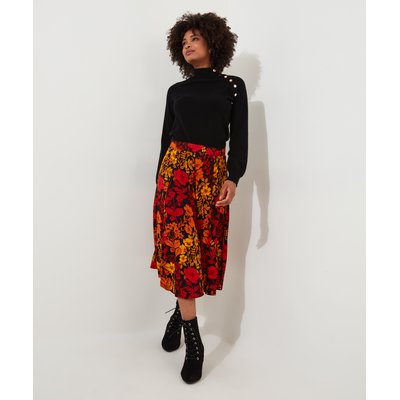 Jupe midi a fleurs La Redoute