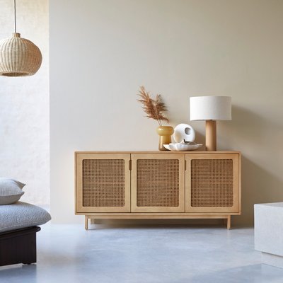 Buffet en orme massif et cannage 160 cm LUIS TIKAMOON
