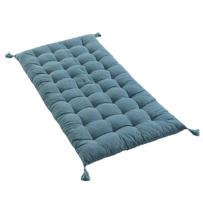Coussin de sol ou Matelas de sol pompons Calisto bleu EDEN