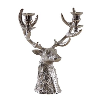 Bougeoir double tête de cerf en aluminium AUBRY GASPARD