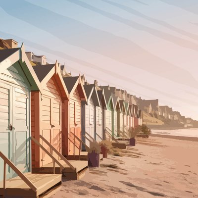 Tableau Mural Cabanes Colorées PLAGE CEANOTHE