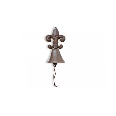 Cloche Fleur De Lys Fonte Marron 10x10.5x20.5cm DECORATION D’AUTREFOIS