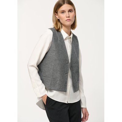 Gilet court  sans manches en flanelle chinée HUMILITY