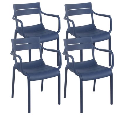Lot de 4 chaises de terrasse avec accoudoirs en plastique, PANAME OVIALA