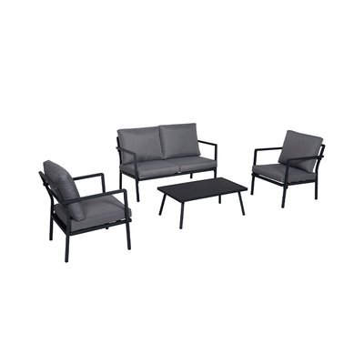 Salon de jardin bas en aluminium gris foncé - 4 places CEMONJARDIN