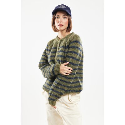 Cardigan rayé en mohair CARL TERRE & MER