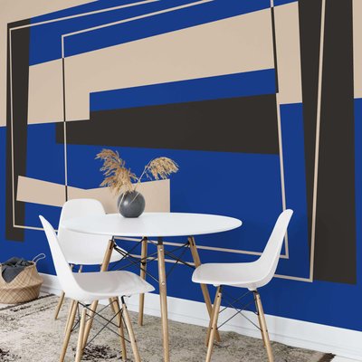 Papier peint panoramique et design illustant une oeuvre contemoraine bleu - 170x260 cm (l x h) LA TOUCHE ORIGINALE