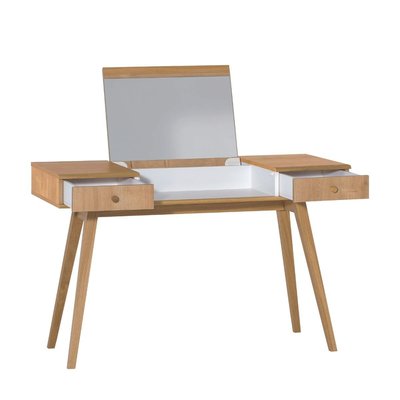 Coiffeuse avec miroir relevable et 2 tiroirs - L120 x H76/116,6 x P50 cm CALICOSY