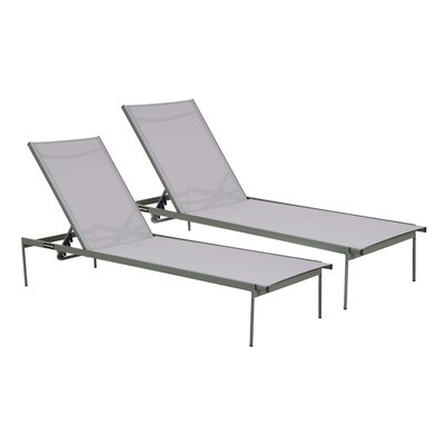 Lot de 2 bains de soleil en acier et textilène PANTONE
