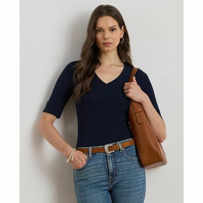 Judy Short Sleeve V-Neck T-Shirt LAUREN RALPH LAUREN