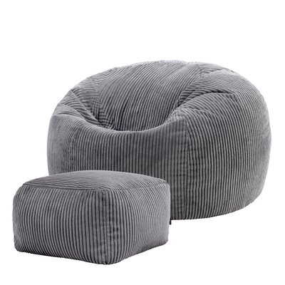 Pouf classique et son repose-pied carré velours côtelé Oeko-Tex® - KINGSTON ICON
