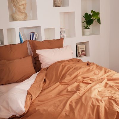 Housse de couette en percale de coton lavé, DOUCEUR LAVÉE BLANC CERISE