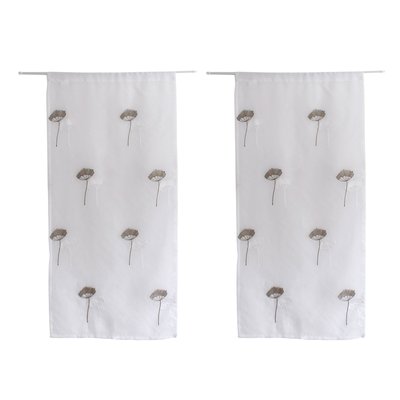 Paire de petits voilages brodés de fleurs HOME MAISON
