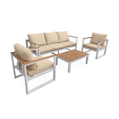 Salon de jardin bois d'eucalyptus et aluminium 5 places NAZCA SWEEEK